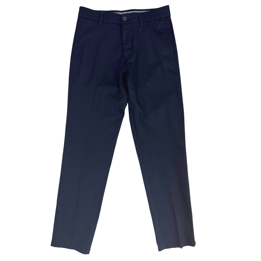 Haggar H26 Mens Navy Blue Straight Leg Chino Trousers 28x30‎ Cotton Blend